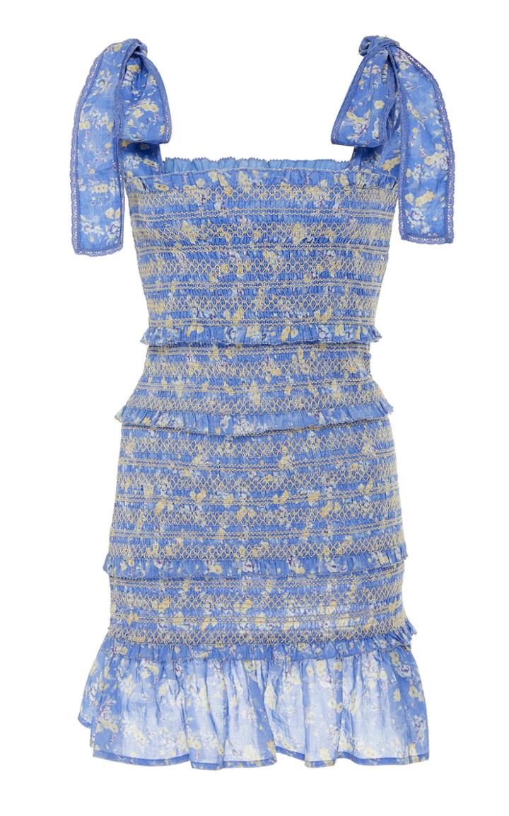 Loveshackfancy Belle Smocked Floral-print Cotton Mini Dress
