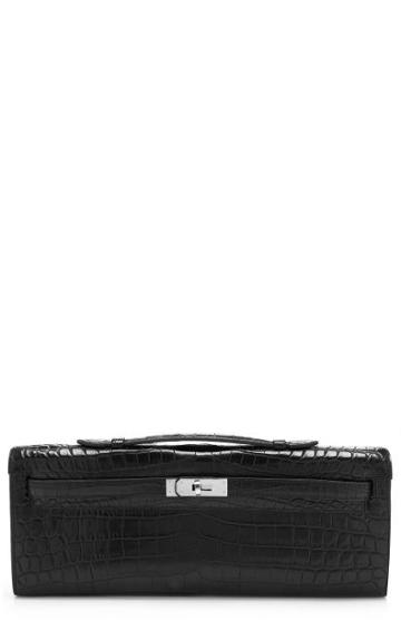 Preorder Heritage Auctions Special Collections Matte Black Nilo Crocodile Hermes Kelly Cut Clutch