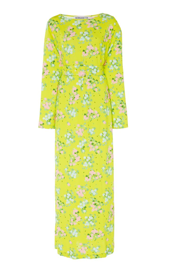 Bernadette Antwerp Monica Belted Floral-print Stretch-jersey Midi Dres