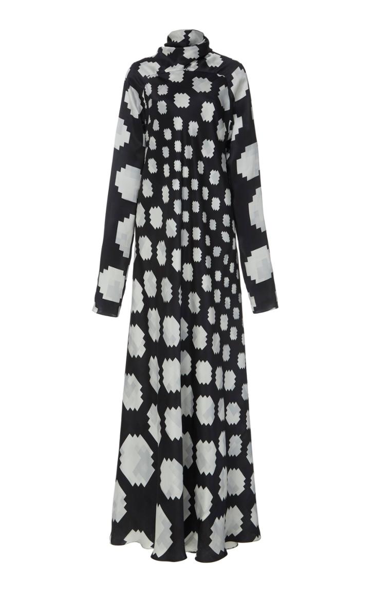 Marni Printed Tie-detailed Satin Maxi Dress