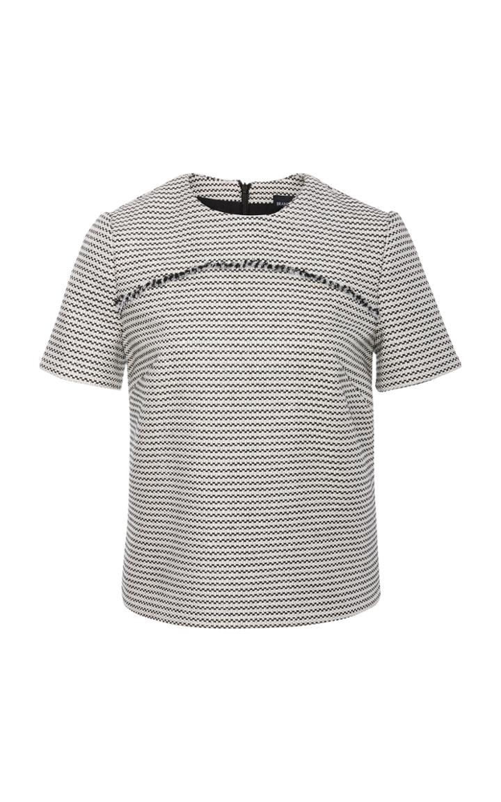 Brandon Maxwell Tweed Fringe T-shirt
