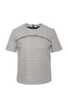 Brandon Maxwell Tweed Fringe T-shirt