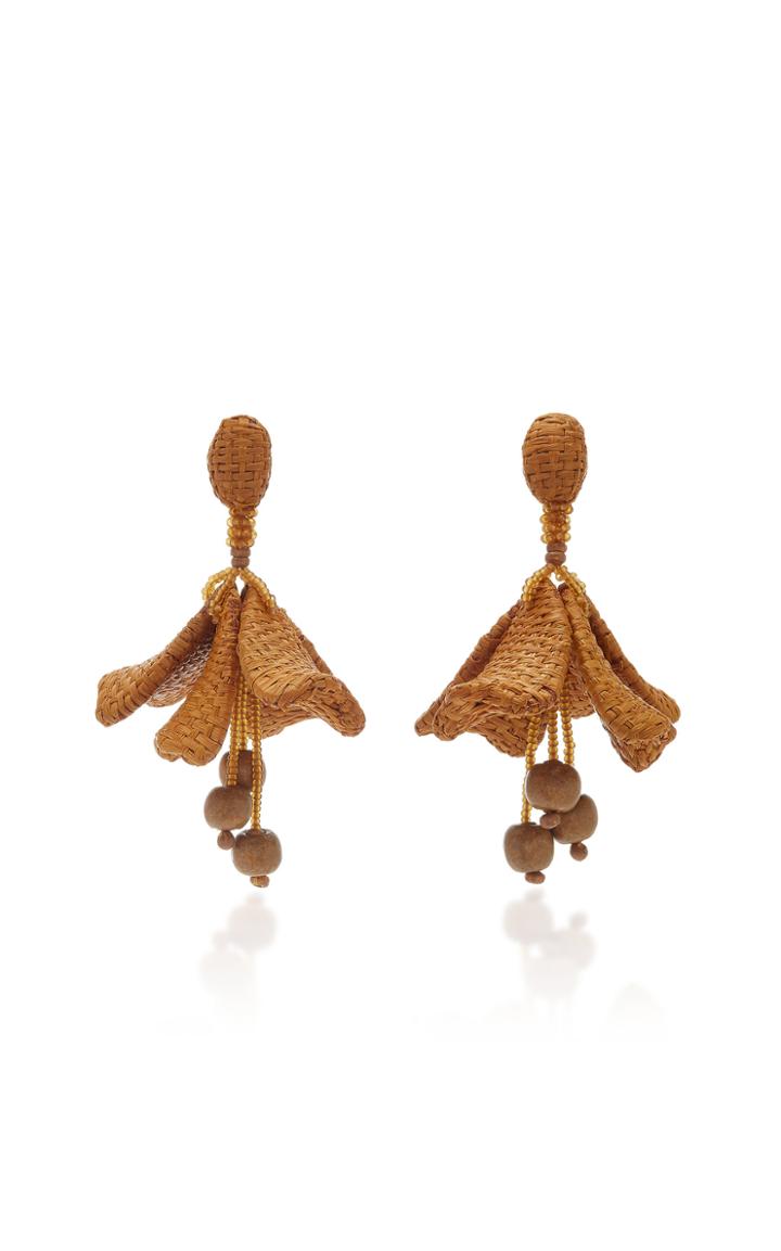 Oscar De La Renta Impatiens Raffia Drop Earrings