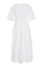 Sandy Liang Diddy Smocked Cotton Midi Dress