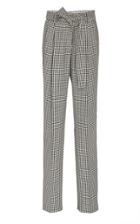 Prabal Gurung Simone Belted Houndstooth Wool Tapered Pants