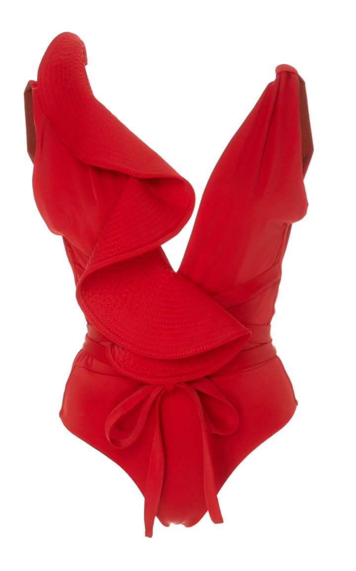 Johanna Ortiz Cerca De La Tie-front Ruffled Swimsuit