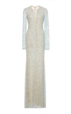 Naeem Khan Long Sleeve Beaded Gown