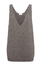 Isa Arfen Deep V Sleeveless Sweater In Mud