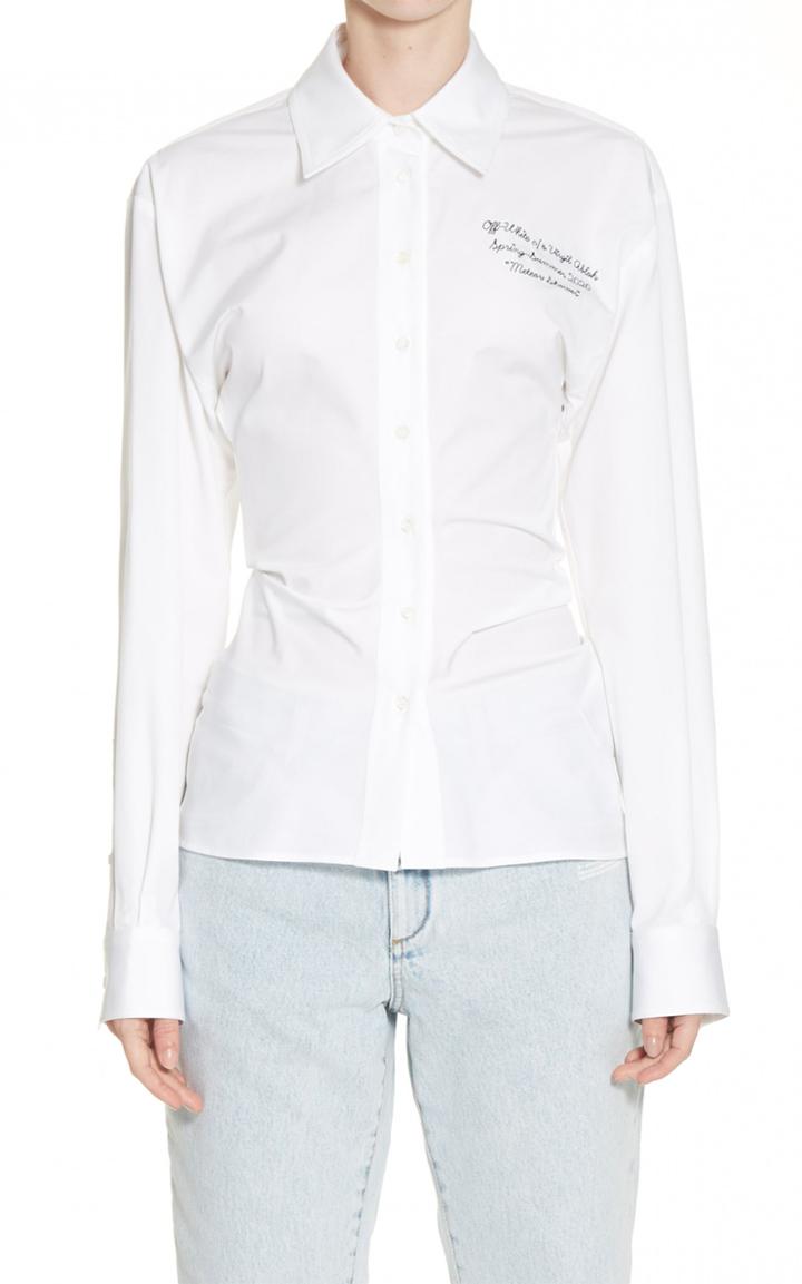 Moda Operandi Off-white C/o Virgil Abloh Draped Poplin Button-down Size: 40