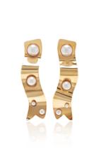 Moda Operandi Rodarte Gold Ribbon Earrings With Pearl Details