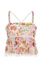 Moda Operandi Rahul Mishra Gulistan Floral-embroidered Gathered-organza Bandeau Top