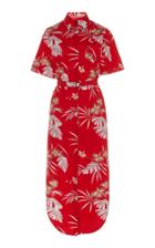 Paco Rabanne Belted Printed Cotton-poplin Midi Dress Size: 38