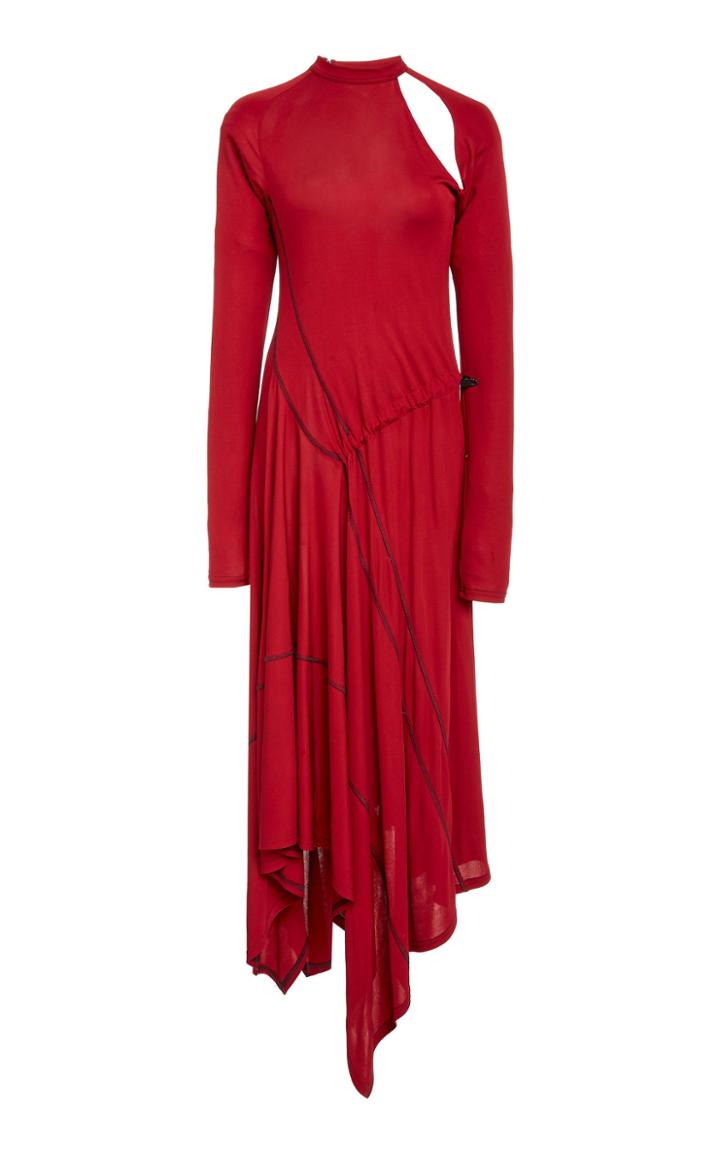 Monse Asymmetric Cutout Jersey Midi Dress Size: 0
