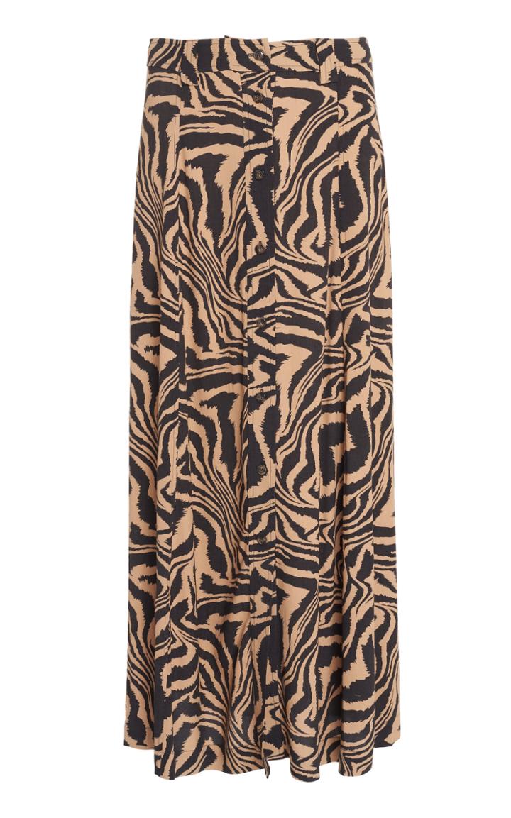 Ganni Leopard-print Crepe Maxi Skirt