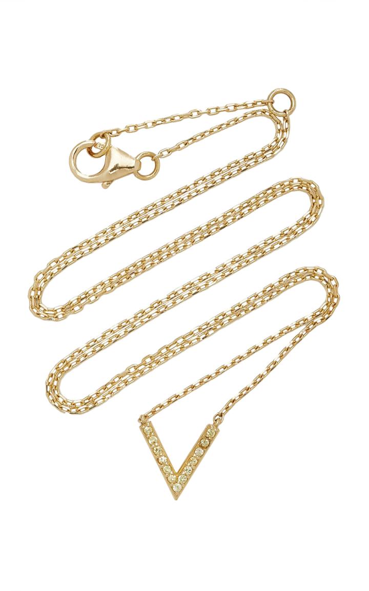 Sabine Getty Gold V Necklace With Yellow Sapphire