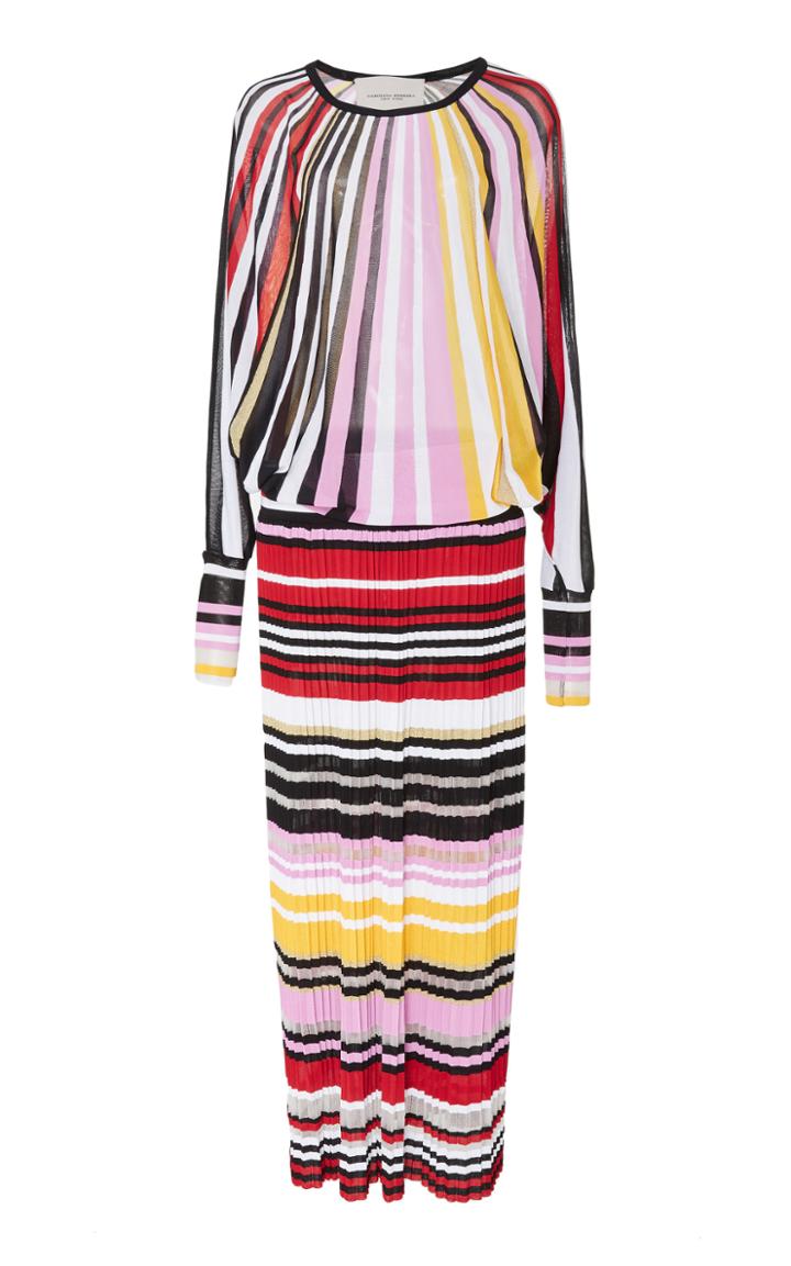 Carolina Herrera Long Sleeve Pleated Dress