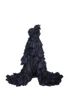 Oscar De La Renta Pleated One-shoudler Silk Satin Gown