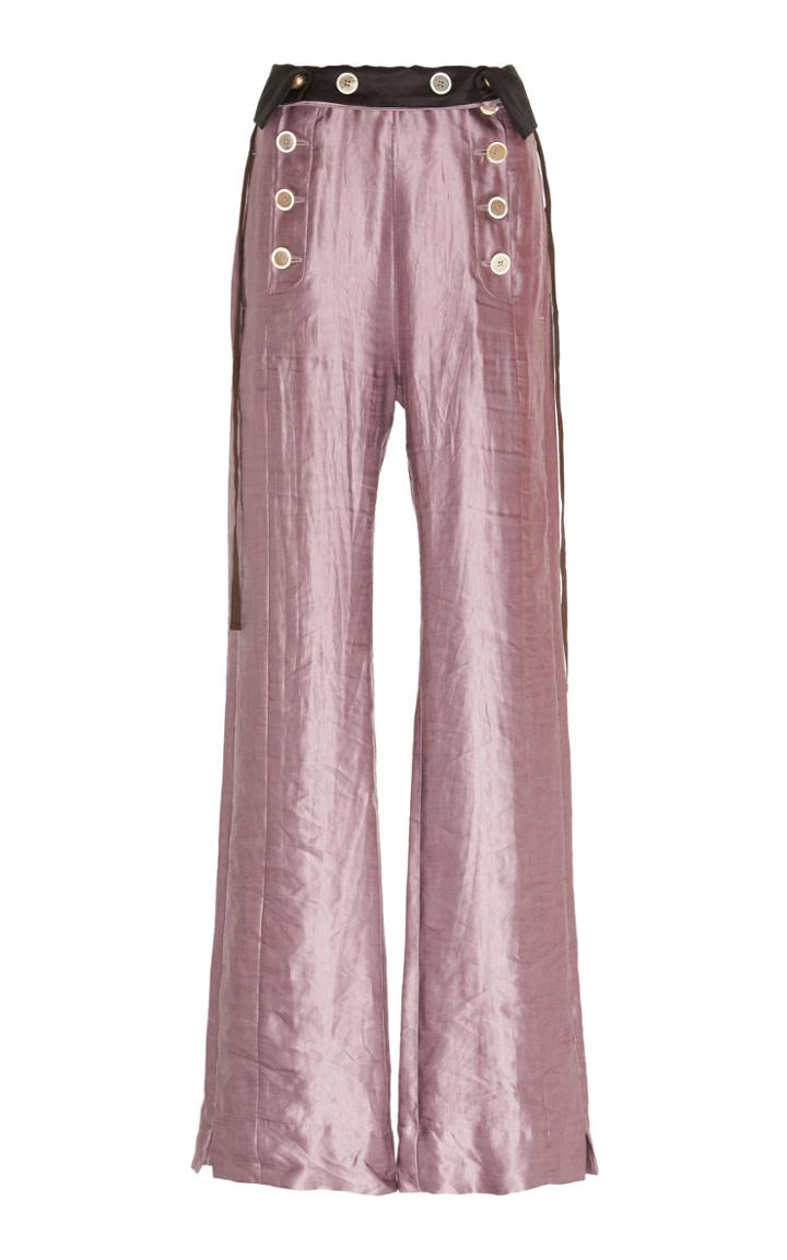Ann Demeulemeester High-waist Linen-blend Flare-leg Pants