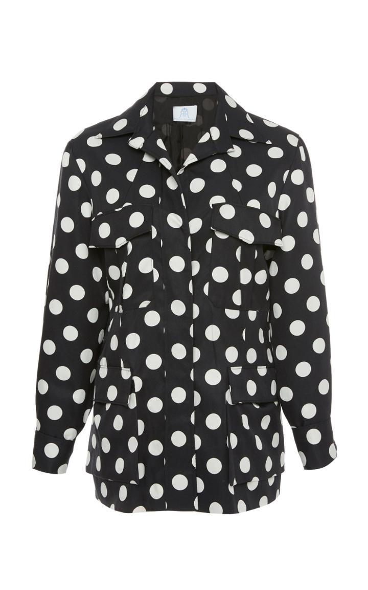 Rebecca De Ravenel Field Polka-dot Silk Twill Jacket