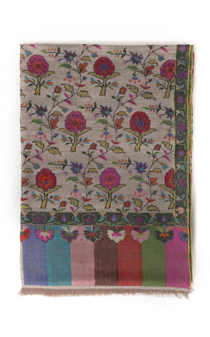 Kashmir Loom Kani Poshkar Roses Shawl