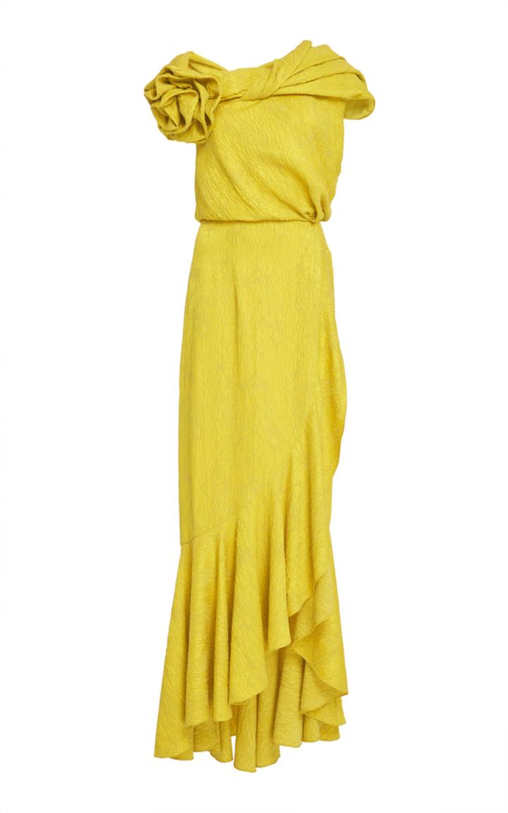 Hellessy Harper Draped Floral-detailed Cloqu Dress