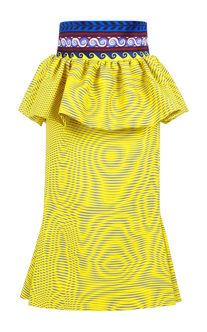 Mary Katrantzou Leto Silk Peplum Midi Skirt