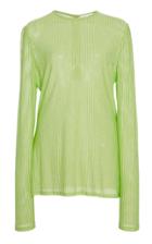 Christian Siriano Lime Long Sleeve Stripe Knit Top