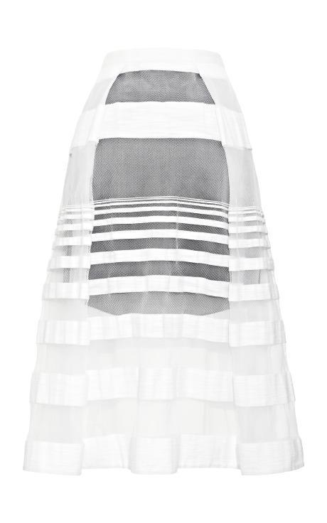 Tibi Striped Jacquard Gauze Skirt