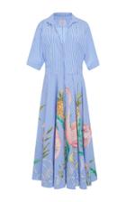 Stella Jean Rampante Floral Striped Shirt Dress