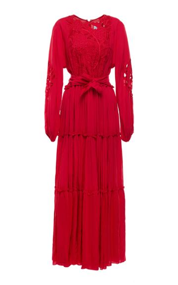 Yanina Demi Couture Pleated Long Sleeve Dress