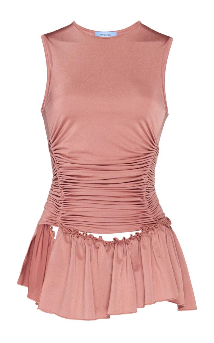 Moda Operandi Mugler Ruched Jersey Peplum Top Size: 34