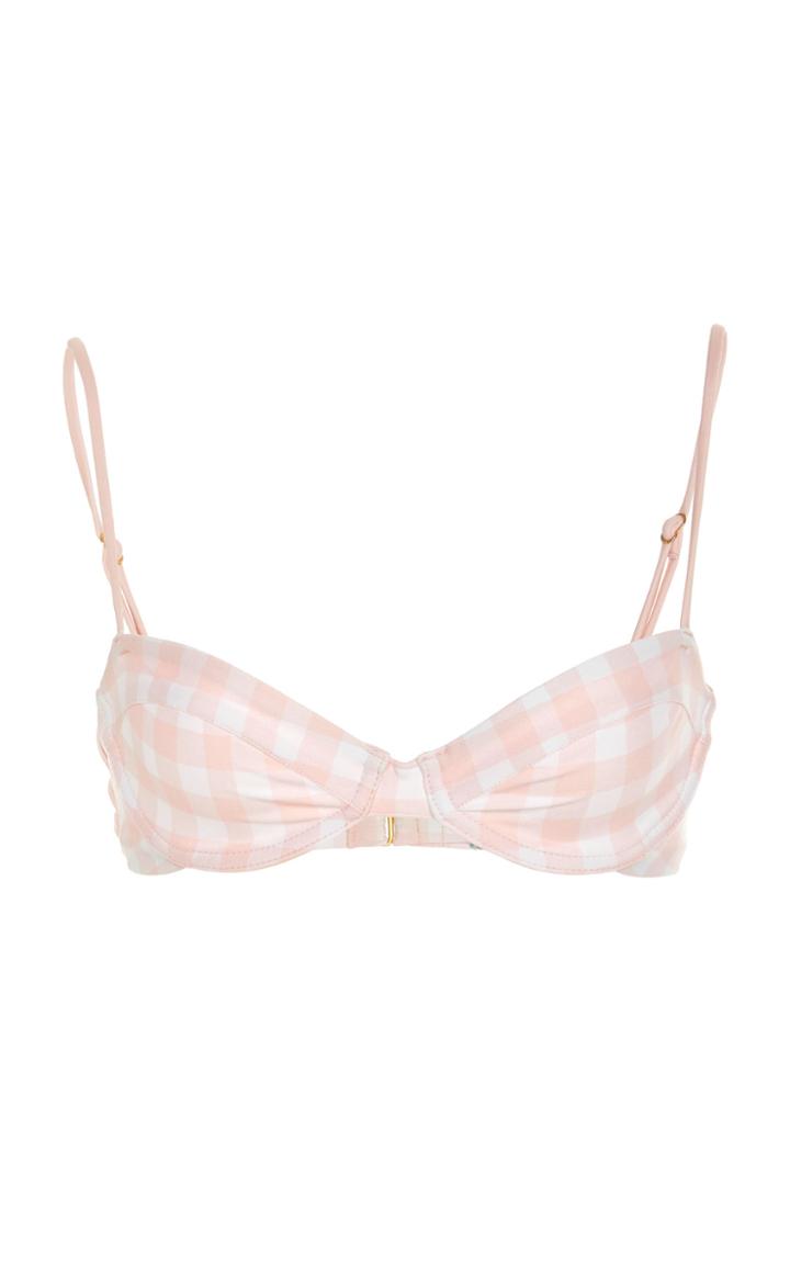 Agua By Agua Bendita Magdalena Checked Bikini Top