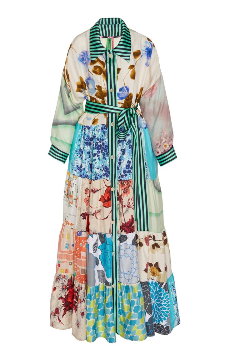 Rianna + Nina Exclusive One Of A Kind Silk Volant Shirt Dress