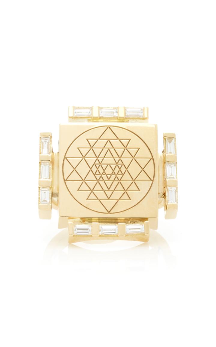Ark Engraved Manifestation 18k Gold Diamond Pinky Ring