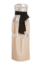 Carolina Herrera Metallic Sequined Silk-jacquard Midi Dress Size: 2