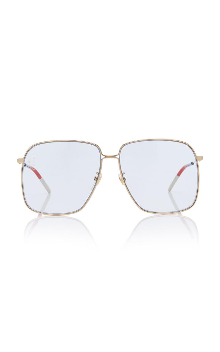 Moda Operandi Gucci Glasant Oversized Metal Square-frame Sunglasses