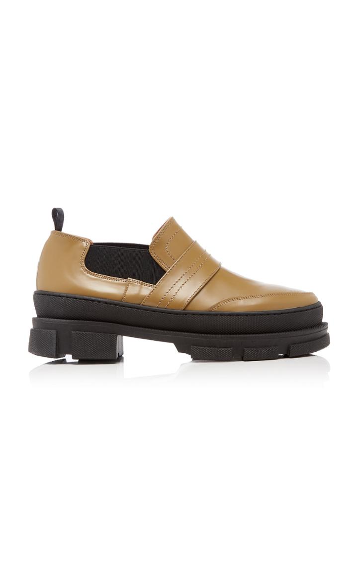 Ganni Leather Platform Loafers