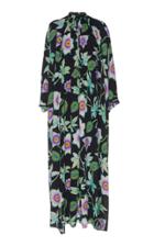 Andrew Gn Pleated Floral Silk Dress