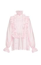 Alberta Ferretti Eyelet Cotton Blend Long Sleeve Top