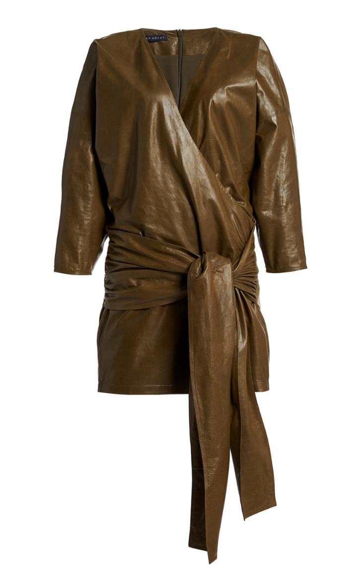 Moda Operandi Zeynep Aray Draped Leather Mini Dress