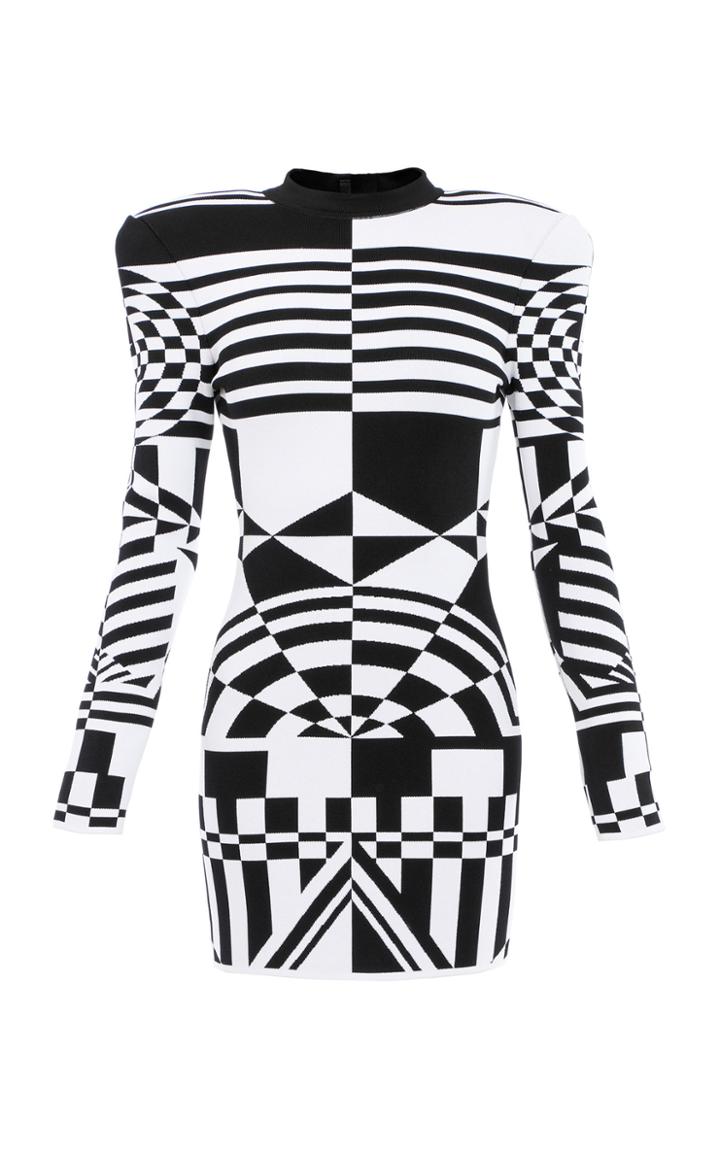 Moda Operandi Balmain Jacquard-knit Mini Dress Size: 34