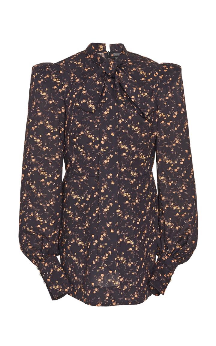The Vampire's Wife Pussybow Floral-print Crepe Mini Dress