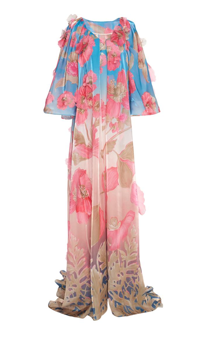 Peter Pilotto Floral 3d Liquid Organza Cape