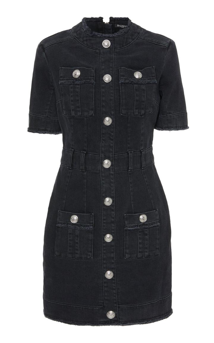 Balmain Pocket-detailed Denim Mini Dress