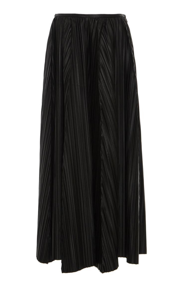 Salvatore Ferragamo Pleated Lambskin A-line Skirt