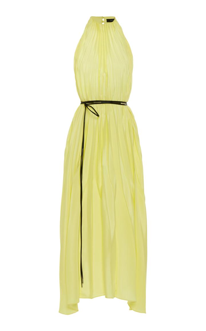 Moda Operandi Ellery The Great Pleated Satin Halter Dress Size: 36