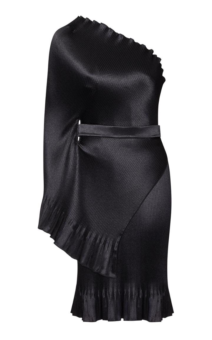 Safiyaa Marcia Asymmetrical Ruffled Pliss Mini Dress