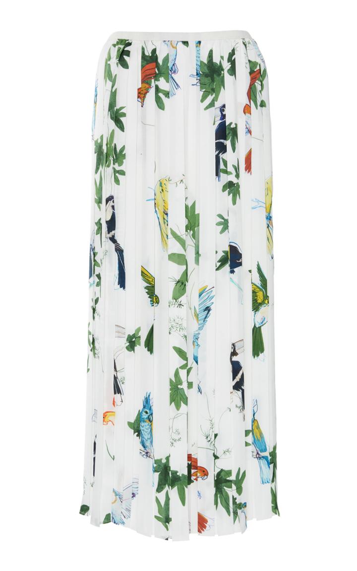 Agnona Printed Twill Pleated Skirt