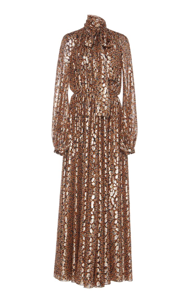 Giambattista Valli Floral Metallic Silk-blend Maxi Dress