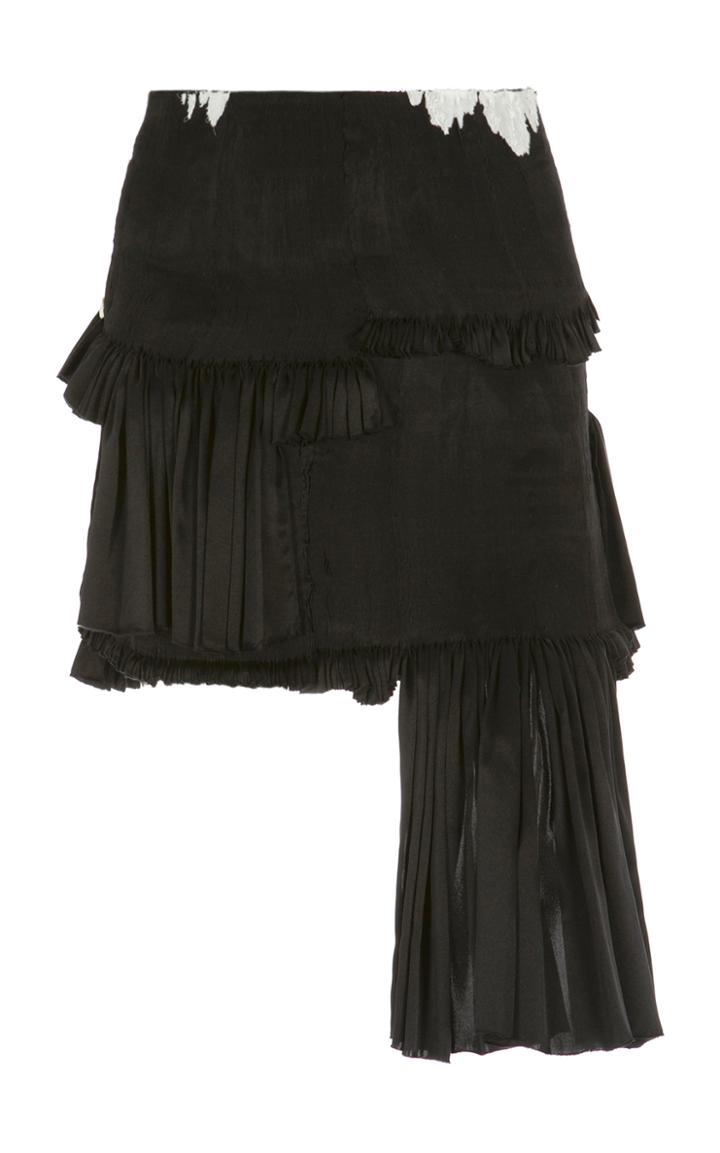 Moda Operandi Caroline Hu Smocked Silk Skirt